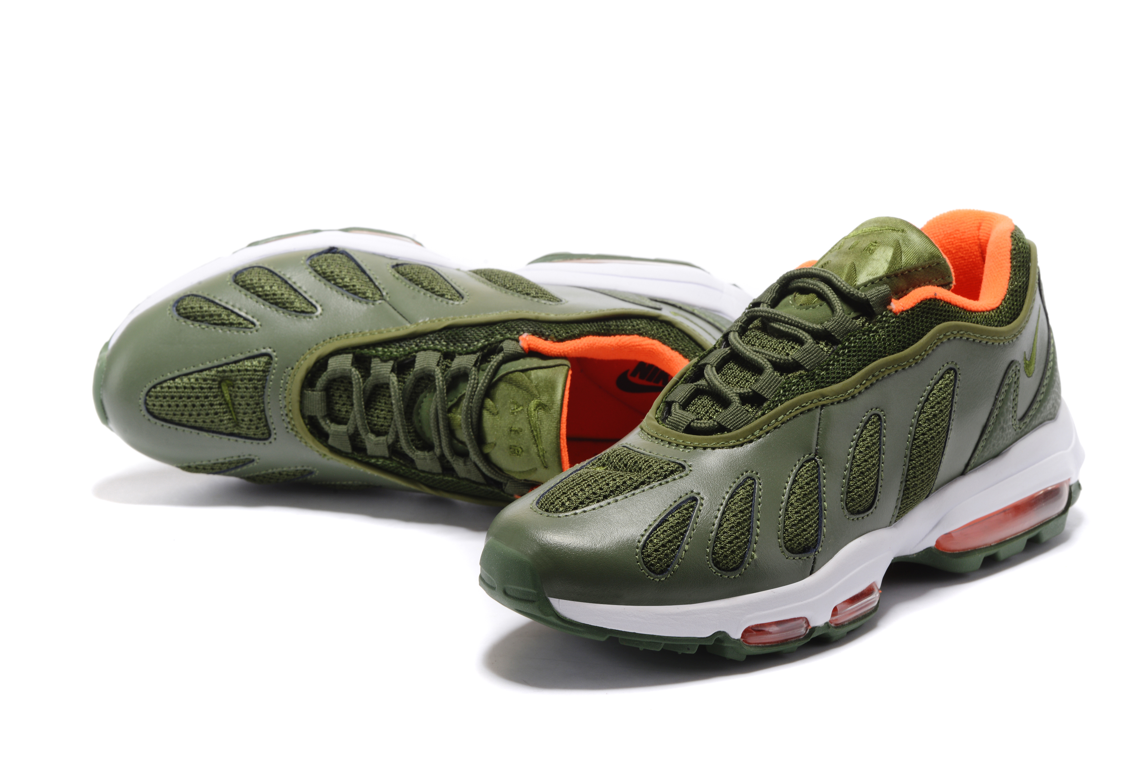 Men Nike Air Max 96 Army Green Orange - Click Image to Close